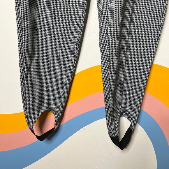 Vtg 80s 90s Houndstooth Pants Women's Large Black White Pull On Stretch - Picture 3 of 7